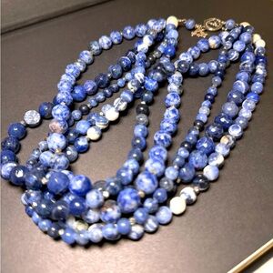 Indigo Agate Multi Strand Statement Necklace